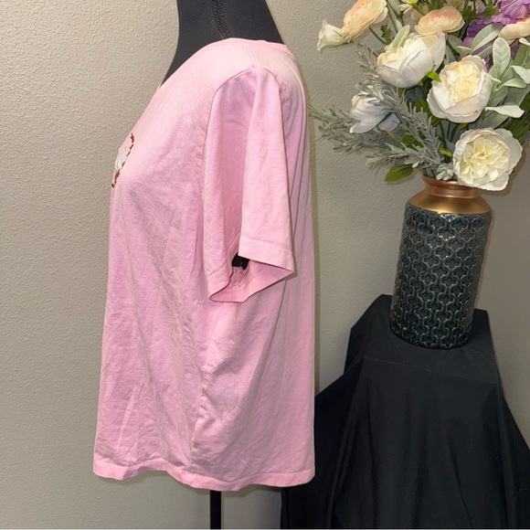 Nike Pink Floral Logo Tee Women’s 1X Short Sleeve Casual Athleisure Top - Picture 2 of 7